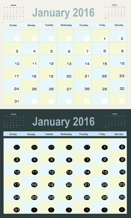 Vector planning calendar January 2016のイラスト素材