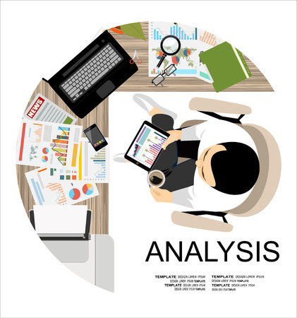 Concepts for business planning and accounting, analysis, audit, project management, marketing, research in flat design style.のイラスト素材