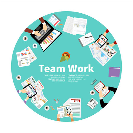 Flat design illustration concepts for business analysis and planning, consulting, team work, project management, financial report and strategy. Concepts web banner and printed materials.のイラスト素材