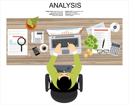 Flat design illustration concepts for business analysis and planning, consulting, team work, project management, financial report and strategy. Concepts web banner and printed materials.のイラスト素材