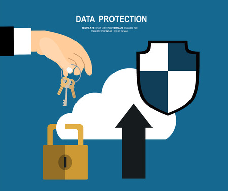 Data protection flat illustration concepts set. Flat design concepts for web banners, web sites, printed materials, infographics. Creative vector illustrationのイラスト素材