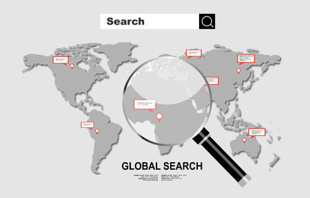 Global search concept in flat style. Vector illustrationのイラスト素材