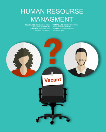Human resources recruiting planning job business concept with office chair abstract flat vector illustrationのイラスト素材