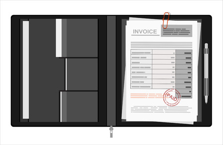 Invoice sheet, bill and pen. Flat style illustration, invoice payment conceptのイラスト素材