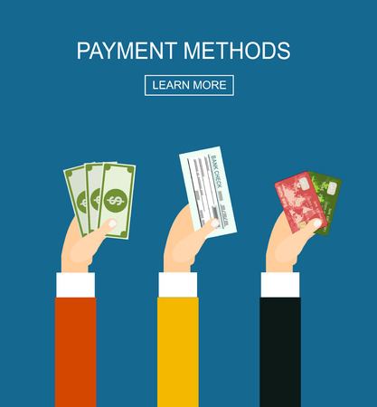 Flat design illustration concepts for Payment Methods. Concepts web bannerのイラスト素材