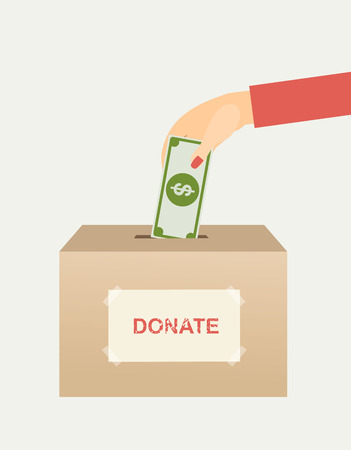 Scissors cutting money bill in half. Flat designのイラスト素材