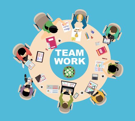 Flat design illustration concepts for business analysis and planning, consulting, team work, project management, financial report and strategy. Concepts web banner and printed materials.のイラスト素材