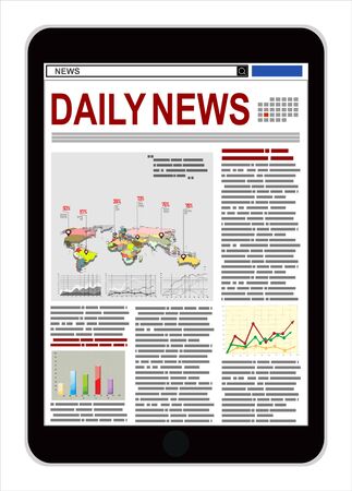 newspaper on a tablet computer. Vector illustration in flat designのイラスト素材
