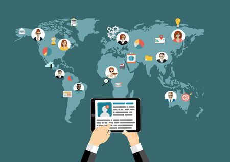 Global social network abstract scheme.のイラスト素材