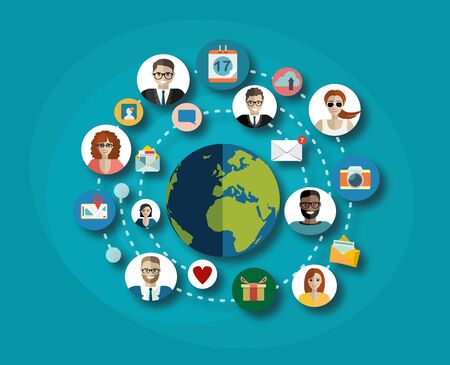 Global social network abstract scheme.のイラスト素材