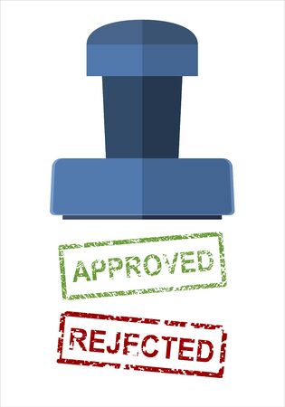 stamp approved in green color, and rejected in red color on white background. illustration in flat styleのイラスト素材