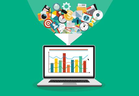 Concepts for creative process, big data filter, data tunnel, analysis vector conceptのイラスト素材