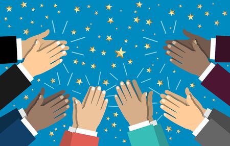 Human hands clapping. applaud hands. illustration in flat style.のイラスト素材