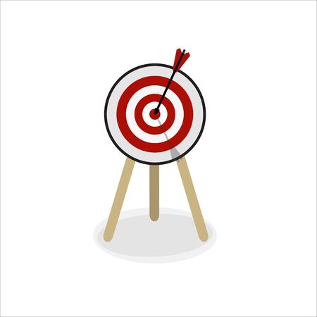 Target with arrow, standing on a tripod. Goal achieve concept. Vector illustration isolated on white backgroundのイラスト素材
