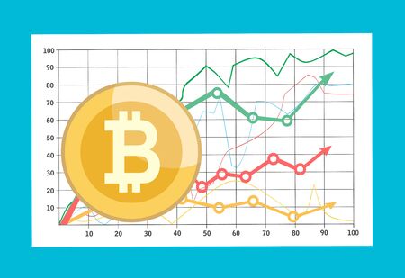 Bitcoin with growth graph infographic. Financial growth conceptのイラスト素材