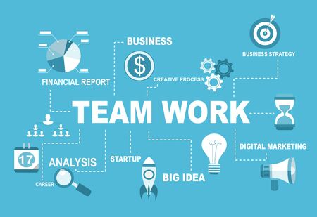 Team Work illustartion concept. Flat design.のイラスト素材