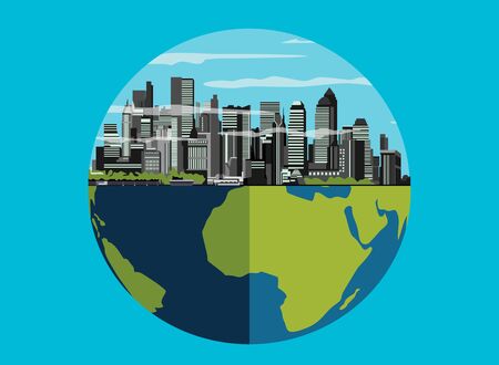 Building in the city, world - modern design Idea and Concept Vector illustration Business Infographicのイラスト素材