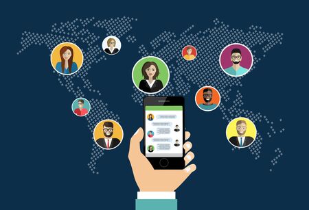 Social network, people connecting all over the world.のイラスト素材