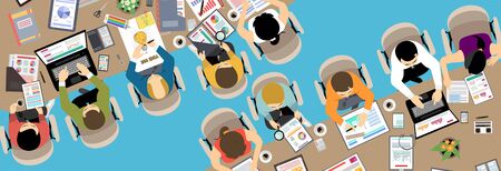 Flat design illustration concepts for business analysis and planning, consulting, team work, project management, financial report and strategy. Concepts web banner and printed materials.のイラスト素材