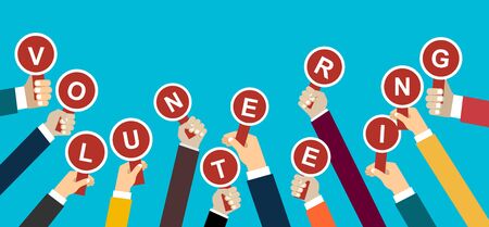 Raised hands volunteering vector conceptのイラスト素材