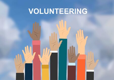 Raised hands volunteering vector conceptのイラスト素材