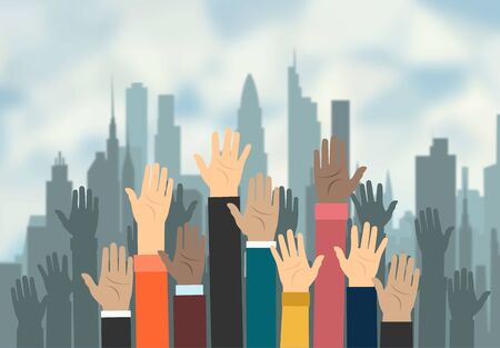 Raised hands volunteering vector conceptのイラスト素材