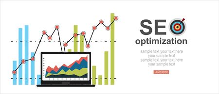 Flat illustration web analytics design, SEO optimization.のイラスト素材