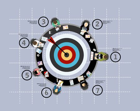 Flat design illustration concepts for business analysis and planning, consulting, team work, project management, financial report and strategy. Concepts web banner and printed materials.のイラスト素材