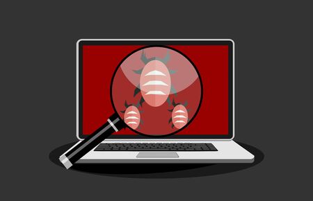 Harmful virus computer. System error caused by virus attack. Cyber attack concept on laptop screen.のイラスト素材