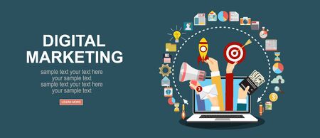 Digital marketing vector concept. Vector flat design illustration.のイラスト素材