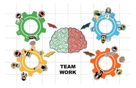 Flat design illustration concepts for business analysis and planning, consulting, team work, project management, financial report and strategy. Concepts web banner and printed materials.のイラスト素材