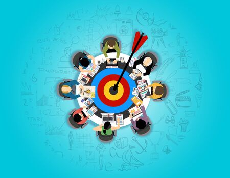 Flat design illustration concepts for business analysis and planning, consulting, team work, project management, financial report and strategy. Concepts web banner and printed materials.のイラスト素材