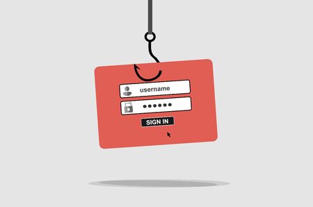 Hacking phishing attack. Internet Phishing, internet security concept. Flat design vectorのイラスト素材