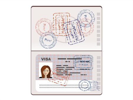 Visa Stamp Passport. Vector illustration in flat style.のイラスト素材