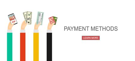 Payment Methods. Flat Vector Illustrationのイラスト素材