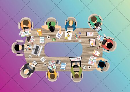 Flat design illustration concepts for business analysis and planning, consulting, team work, project management, financial report and strategy. Concepts web banner and printed materials.のイラスト素材