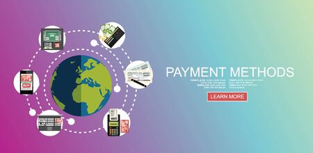 Flat design illustration concepts for Payment Methods. Concepts web bannerのイラスト素材