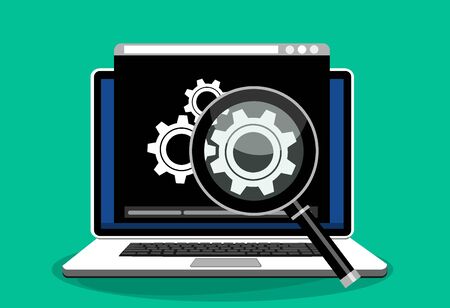 Flat illustration web analytics design, SEO optimization.のイラスト素材