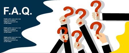 Human hands holding question mark, FAQ in flat design style, vector illustrationのイラスト素材