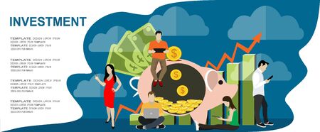 Savings accounts flat illustration concepts set and strategic management, investment. Modern flat design concept for web banners, web sites, printed materials, infographics. Vector illustrationのイラスト素材