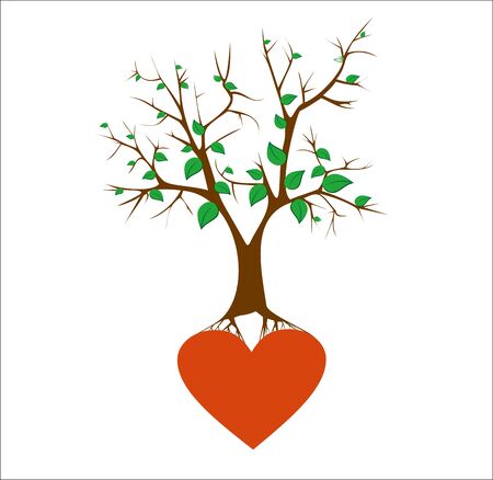 Tree with Roots end hearts. Vector image.のイラスト素材