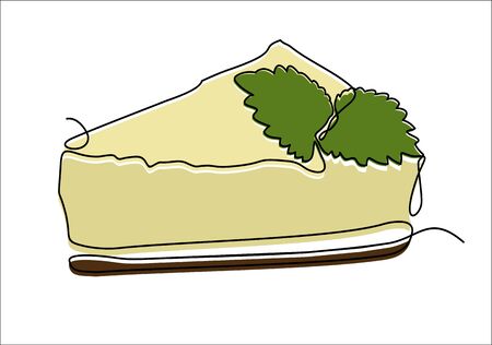 Cheesecake continuous one line drawing minimalism design isolated on white backgroundのイラスト素材