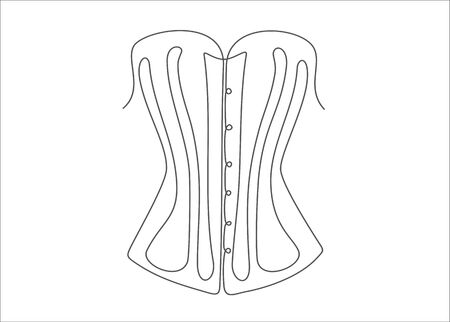 Vintage corset continuous one line drawing minimalism design isolated on white backgroundのイラスト素材