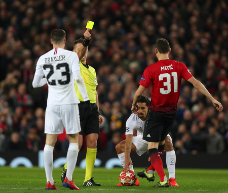 MANCHESTER, ENGLAND - FEBRUARY 12 2019: during the Champions League match between Manchester United and Paris Saint-Germain at Old Trafford Stadium.のeditorial素材