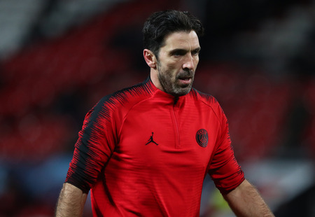 MANCHESTER, ENGLAND - FEBRUARY 12 2019: Gianluigi Buffon of PSG during the Champions League match...