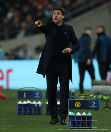 LONDON, ENGLAND - FEBRUARY 13 2019: Mauricio Pochettino manager of Tottenham during the Champions League match between Tottenham Hotspur and Borussia Dortmund at Wembley Stadium, London.のeditorial素材