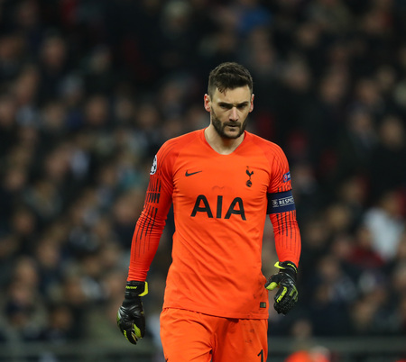 LONDON, ENGLAND - FEBRUARY 13 2019: Hugo Lloris of Tottenham during the Champions League match between Tottenham Hotspur and Borussia Dortmund at Wembley Stadium, London.のeditorial素材