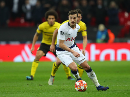 LONDON, ENGLAND - FEBRUARY 13 2019: Harry Winks of Tottenham during the Champions League match between Tottenham Hotspur and Borussia Dortmund at Wembley Stadium, London.のeditorial素材