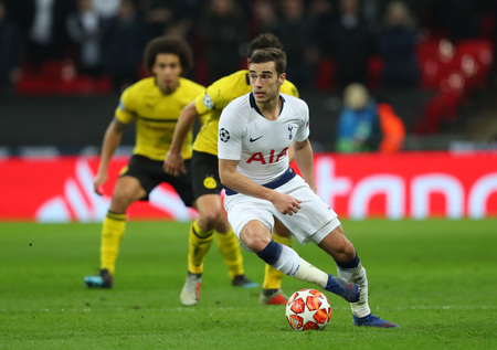LONDON, ENGLAND - FEBRUARY 13 2019: Harry Winks of Tottenham during the Champions League match between Tottenham Hotspur and Borussia Dortmund at Wembley Stadium, London.のeditorial素材