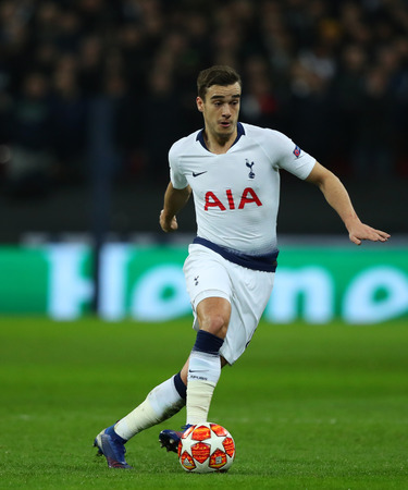 LONDON, ENGLAND - FEBRUARY 13 2019: Harry Winks of Tottenham during the Champions League match between Tottenham Hotspur and Borussia Dortmund at Wembley Stadium, London.のeditorial素材